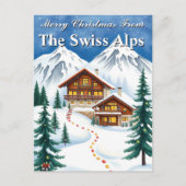 Merry Christmas Swiss Alps Winter Chalet Holiday ポストカード (正面)