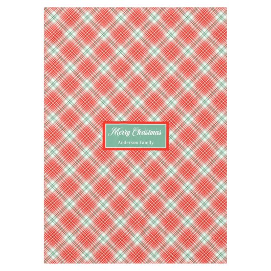 Merry Christmas Tablecloth Monogram Gift Idea テーブルクロス (正面)