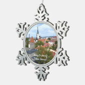 Merry Christmas Tallinn, Estonia ornament スノーフレークピューターオーナメント (右)