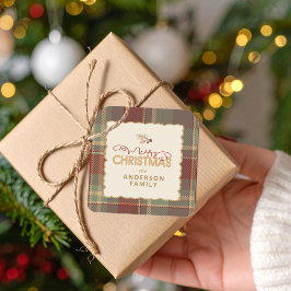 Merry Christmas Tartan Border ID1141A スクエアシール