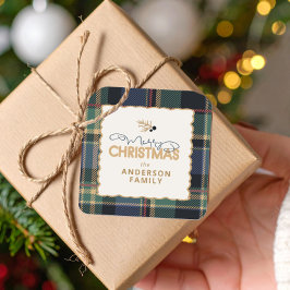 Merry Christmas Tartan Border ID1141B スクエアシール