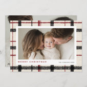 Merry Christmas Tartan Plaid Background シーズンカード (正面/裏面)