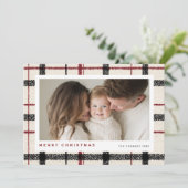 Merry Christmas Tartan Plaid Background シーズンカード (スタンド正面)