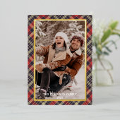 Merry Christmas Tartan Plaid Card - Foil Holiday 箔シーズンカード (立ち正面)