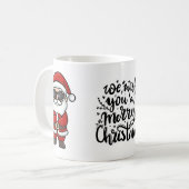 Merry Christmas Tasse - Cooler Weihnachtsmann コーヒーマグカップ (正面左)