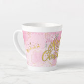 Merry Christmas Tasse - Gold & Rosa Design カフェラテマグ (左アングル)