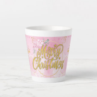 Merry Christmas Tasse - Gold & Rosa Design カフェラテマグ