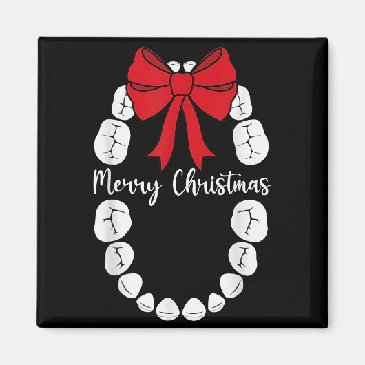 Merry Christmas Teeth Wreath Dental Christmas Shir マグネット (正面)