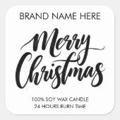 Merry Christmas Text | Modern Candle Labels スクエアシール (正面)