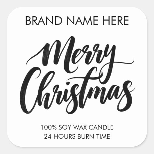 Merry Christmas Text | Modern Candle Labels スクエアシール (正面)