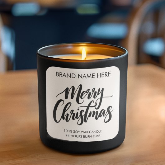 Merry Christmas Text | Modern Candle Labels スクエアシール