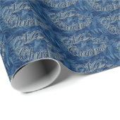 Merry Christmas Text on Blue Wrapping Paper ラッピングペーパー (ロールコーナー)