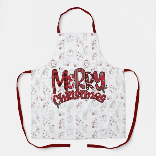 Merry Christmas Text on Christmas Background エプロン (正面)
