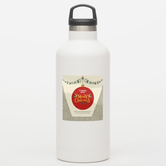 Merry Christmas & Thank You Holiday Sticker シール (ウォーターボトル)
