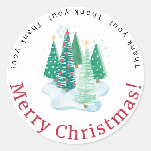 Merry Christmas Thank You Sticker ラウンドシール (正面)