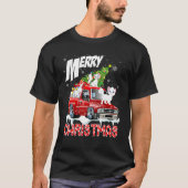 Merry Christmas Three Cats Xmas Tree On Pickup Tru Tシャツ (正面)