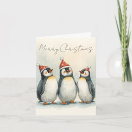 Merry Christmas Three Penguins Christmas Card シーズンカード