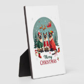 Merry Christmas Three Santa Elf Reindeer Siamese C フォトプラーク (側面)