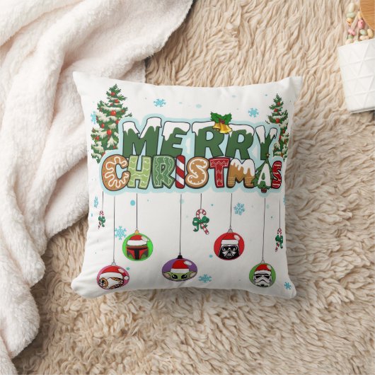 Merry Christmas Throw Pillow クッション (ブランケット)