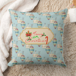 Merry Christmas Throw Pillow – Elegant Holiday Orn クッション