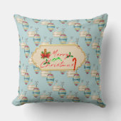 Merry Christmas Throw Pillow – Elegant Holiday Orn クッション (正面)