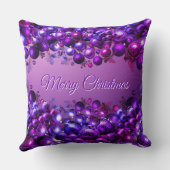 Merry Christmas Throw Pillow in Royal Purple Decor クッション (裏面)