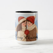 Merry Christmas to a Lovely Couple ツートーンマグカップ (中央)