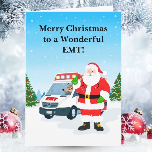Merry Christmas to a Wonderful EMT with Santa カード