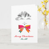 Merry Christmas To All Lady Caricature カード (黄色い花)