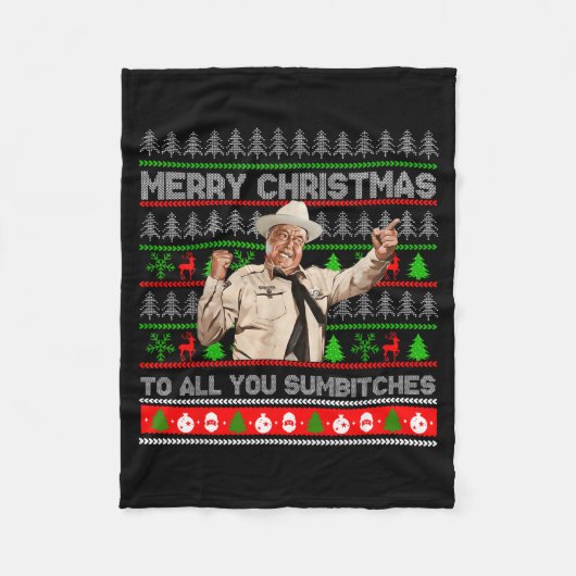 Merry Christmas To All You Sumes Ugly Sweater Retr フリースブランケット (正面)
