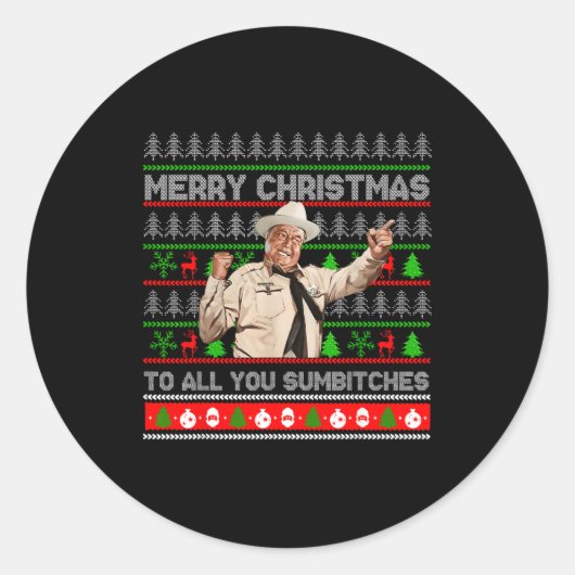 Merry Christmas To All You Sumes Ugly Sweater Retr ラウンドシール (正面)