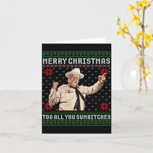 Merry Christmas To All You Sumes Ugly Sweater Vint カード (黄色い花)