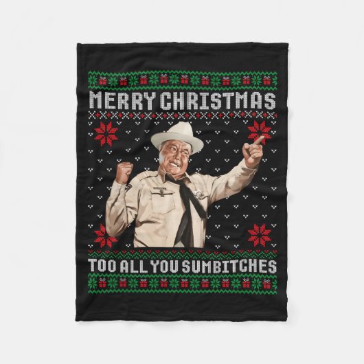 Merry Christmas To All You Sumes Ugly Sweater Vint フリースブランケット (正面)