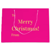 Merry Christmas To From Hot Pink Gold ラージペーパーバッグ (正面)