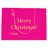 Merry Christmas To From Hot Pink Gold ラージペーパーバッグ (裏面)