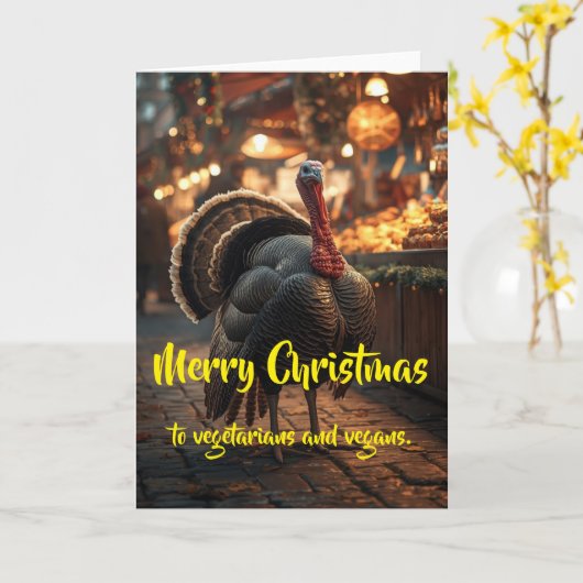 Merry Christmas to vegetarians and vegans. カード (黄色い花)