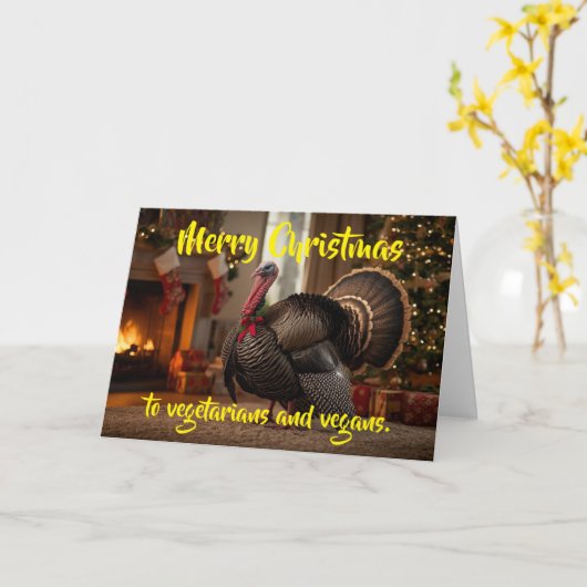 Merry Christmas to vegetarians and vegans. カード (黄色い花)