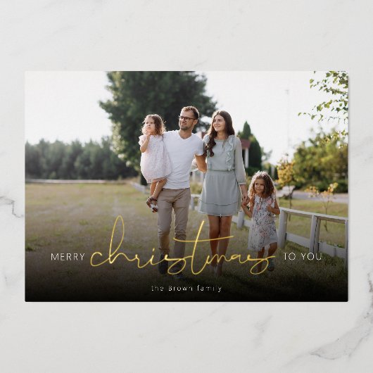Merry Christmas To Youの写真モダン 箔シーズンカード (正面)