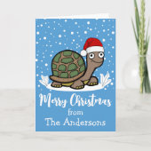 Merry Christmas Tortoise With Santa Hat Custom カード (正面)