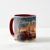 Merry Christmas Train Snowflakes Bright Lights マグカップ (正面左)