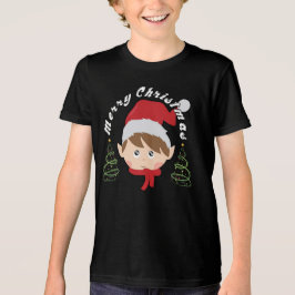 Merry Christmas tree and Santa hat  トライブレンドＴシャツ