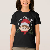Merry Christmas tree and Santa hat  トライブレンドＴシャツ (正面)