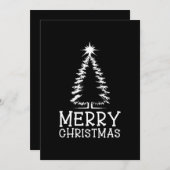 Merry Christmas Tree Black Chic Distressed Grunge シーズンカード (正面/裏面)