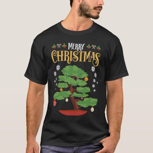 Merry Christmas Tree Bonsai Xmas Tシャツ (正面)
