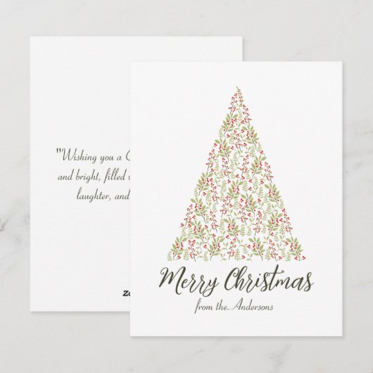 Merry Christmas Tree Botanical Elegant シーズンカード (正面/裏面)