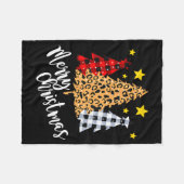 Merry Christmas Tree Buffalo Plaid Red Green Xmas フリースブランケット (正面(横))