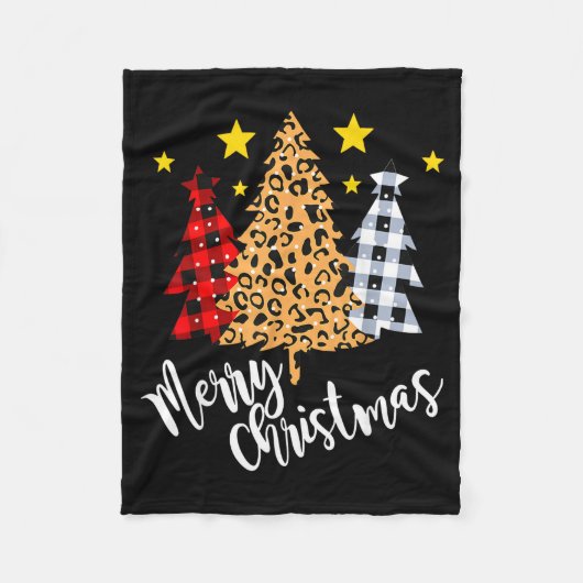 Merry Christmas Tree Buffalo Plaid Red Green Xmas フリースブランケット (正面)