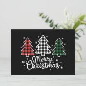 Merry Christmas Tree Buffalo Plaid Red White Green シーズンカード (スタンド正面)