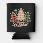 Merry Christmas Tree Buffalo Plaid Xmas Holiday 缶クーラー (正面)