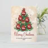 Merry Christmas Tree Custom GIFT Family Name シーズンカード (スタンド正面)